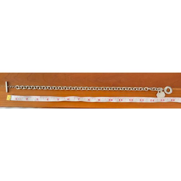 Tiffany & Co. Sterling Silver Heart Tag Toggle Necklace | 16” Choker Length - Picture 6 of 7